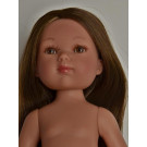 Vestida de Azul Carlota Doll Naked, 28cm brunette extra long hair
