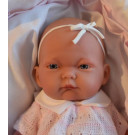 Antonio Juan Pitu Baby Girl Doll, 26cm in bag white flowers