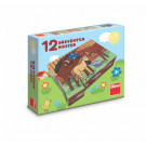 Dino Wooden Picture Blocks Farm Animals, 12 cubes