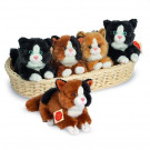 Teddy Hermann Soft toy Cat with sound, 18cm dark brown three colored