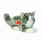 Teddy Hermann Soft toy grey cat lying, 20cm