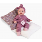 Antonio Juan Toneta Arrullo in Burgundy Sleeping Bag Soft Baby Doll, 34cm