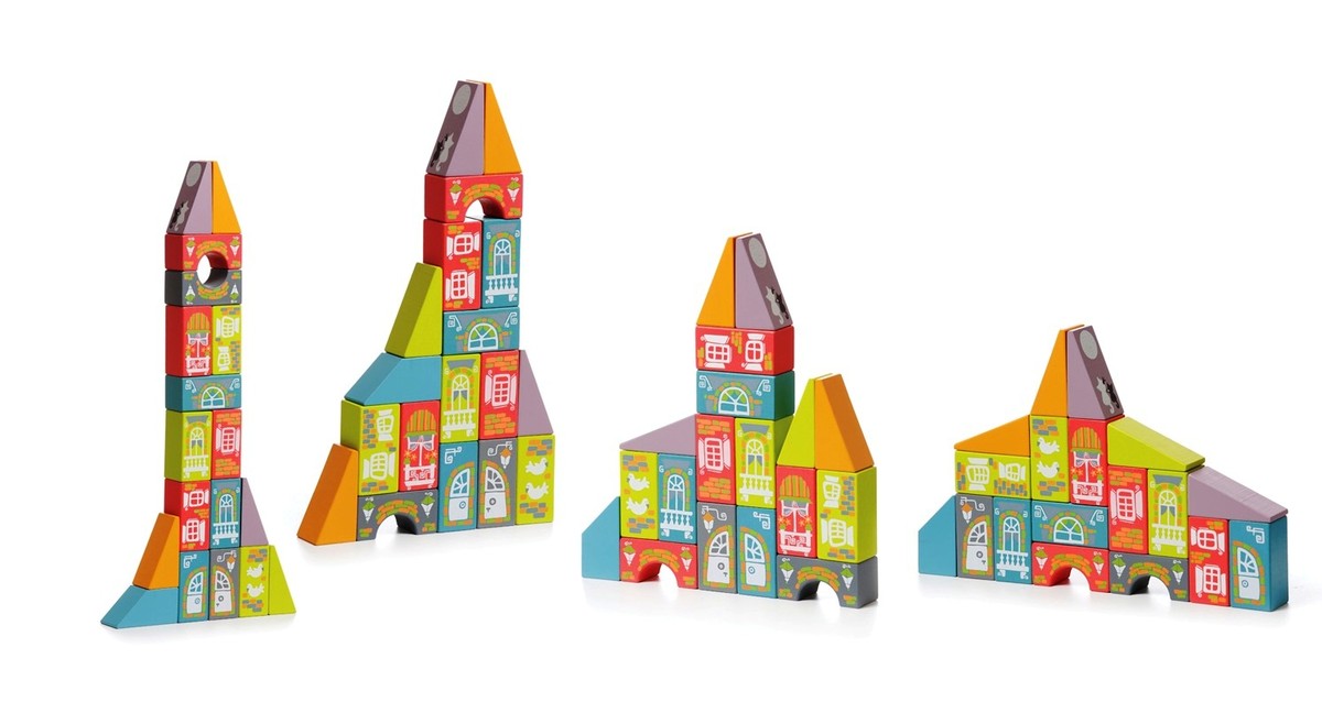 Cubika Wooden Building Toy Fabulous City, 18 pieces